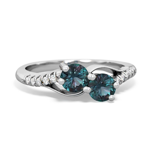 alexandrite-alexandrite two stone infinity ring