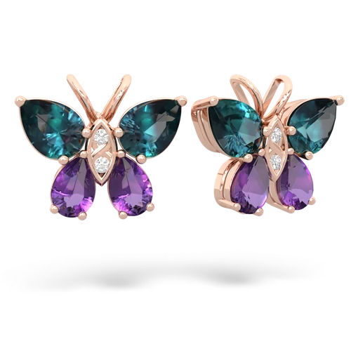 alexandrite-amethyst butterfly earrings