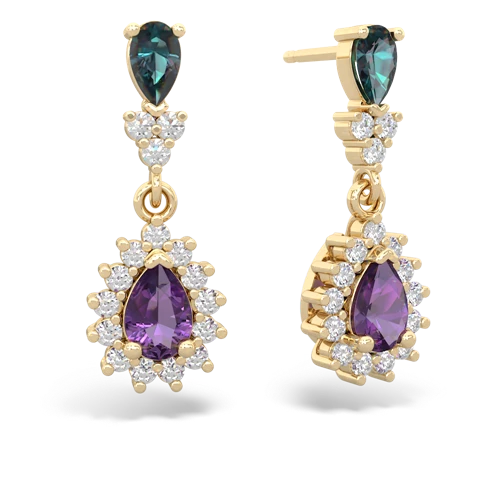 alexandrite-amethyst dangle earrings