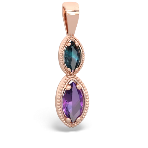 Lab Alexandrite Lab Created Alexandrite with Genuine Amethyst Antique-style Halo pendant Pendant