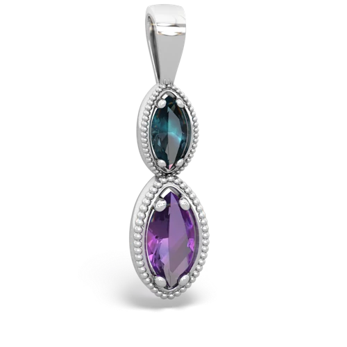 alexandrite-amethyst antique milgrain pendant