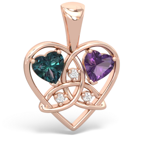 alexandrite-amethyst celtic heart pendant