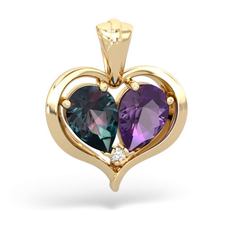 alexandrite-amethyst half heart whole pendant