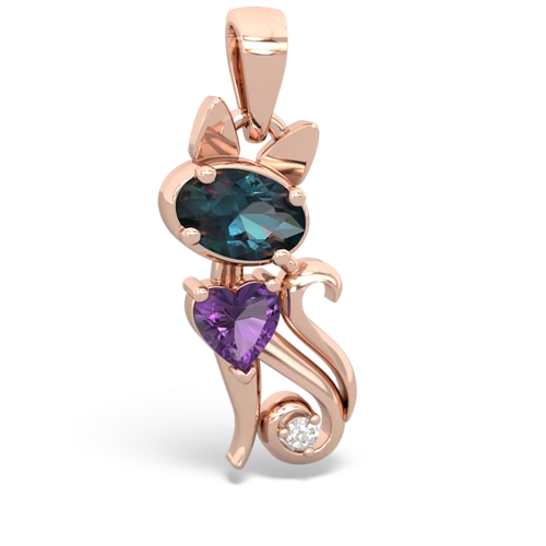 alexandrite-amethyst kitten pendant