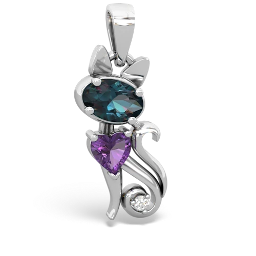 alexandrite-amethyst kitten pendant