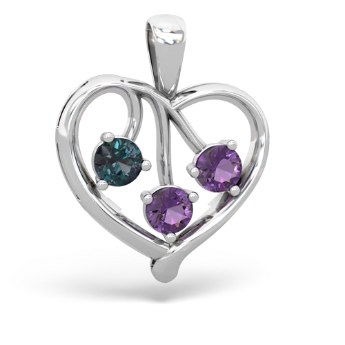 Lab Alexandrite Lab Created Alexandrite with Genuine Amethyst and Genuine Opal Glowing Heart pendant Pendant