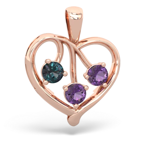 alexandrite-amethyst love heart pendant