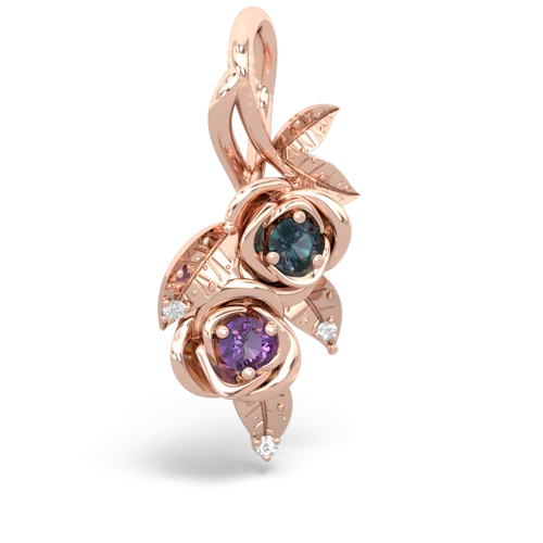 alexandrite-amethyst rose vine pendant