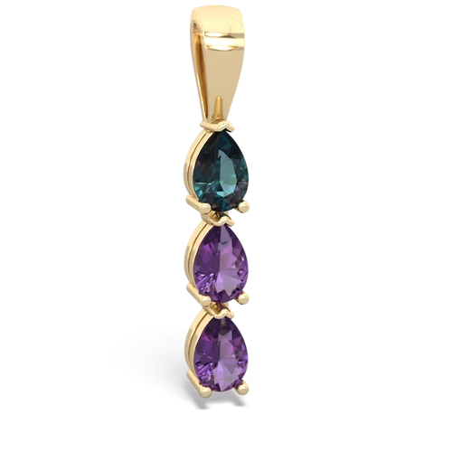 alexandrite-amethyst three stone pendant