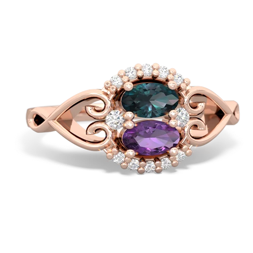 Lab Alexandrite Lab Created Alexandrite with Genuine Amethyst Love Nest ring Ring