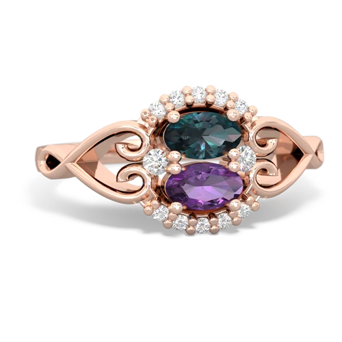 alexandrite-amethyst antique keepsake ring