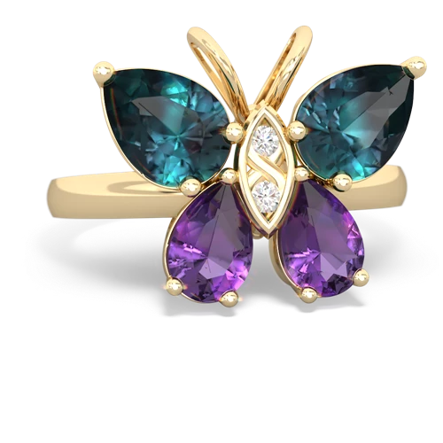 alexandrite-amethyst butterfly ring