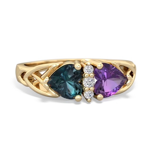 Lab Alexandrite Lab Created Alexandrite with Genuine Amethyst Celtic Trinity Knot ring Ring