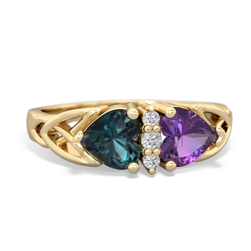 alexandrite-amethyst celtic ring