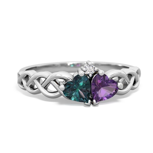 Lab Alexandrite Lab Created Alexandrite with Genuine Amethyst Heart to Heart Braid ring Ring