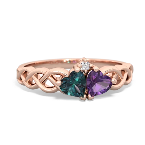 alexandrite-amethyst celtic braid ring