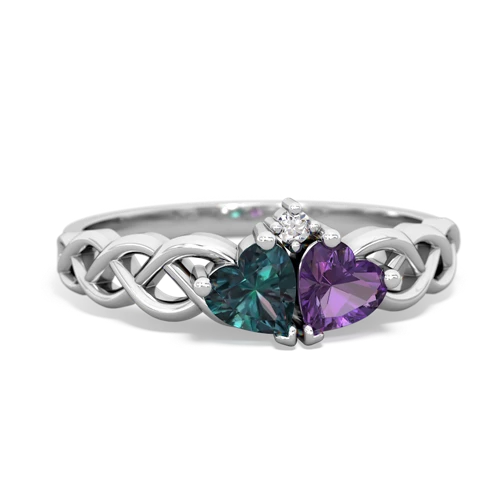 alexandrite-amethyst celtic braid ring