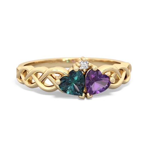 alexandrite-amethyst celtic braid ring