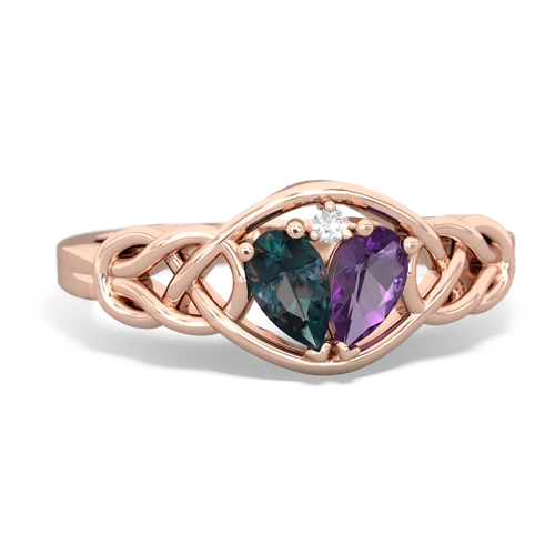 alexandrite-amethyst celtic knot ring