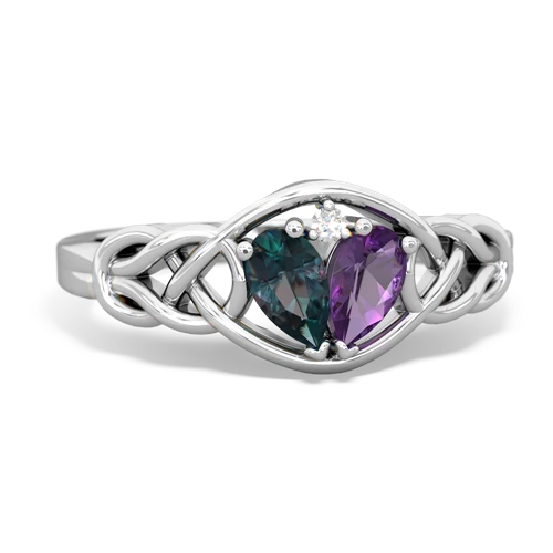 alexandrite-amethyst celtic knot ring