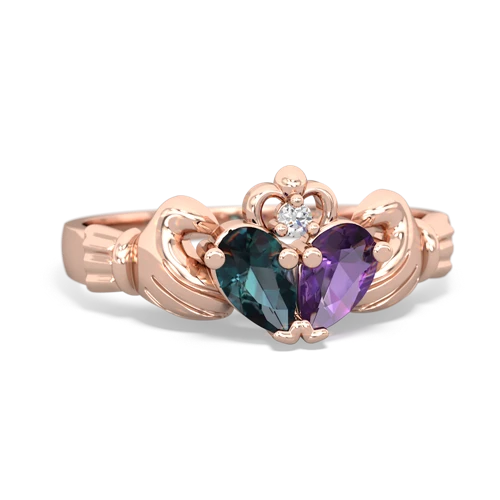 Lab Alexandrite Lab Created Alexandrite with Genuine Amethyst Claddagh ring Ring