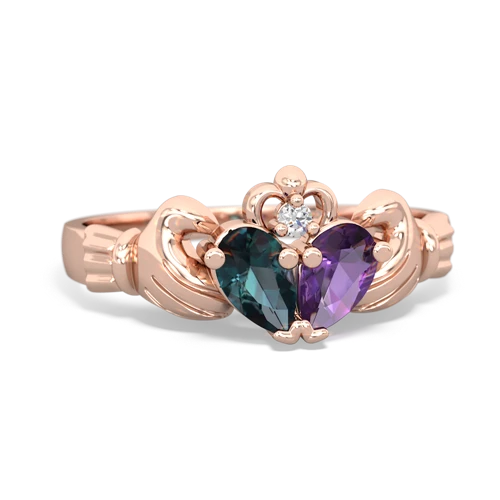 alexandrite-amethyst claddagh ring