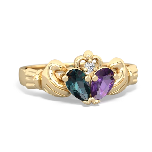 alexandrite-amethyst claddagh ring