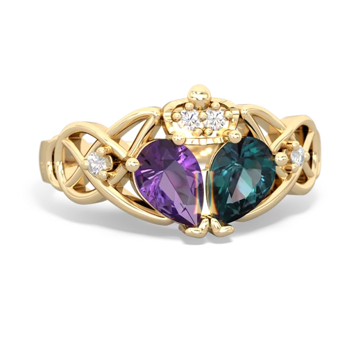 Lab Alexandrite Lab Created Alexandrite with Genuine Amethyst Two Stone Claddagh ring Ring
