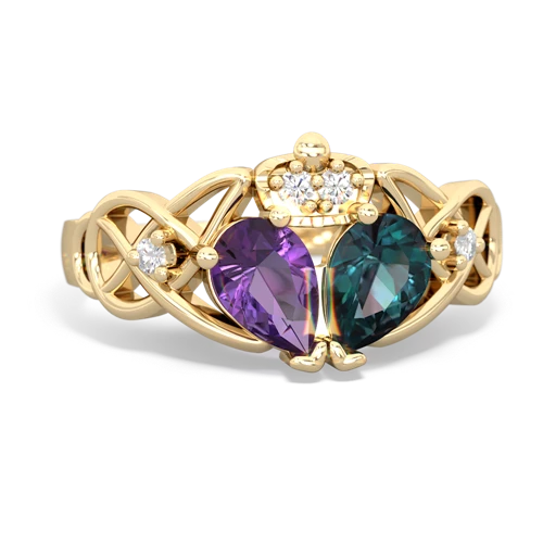 alexandrite-amethyst claddagh ring