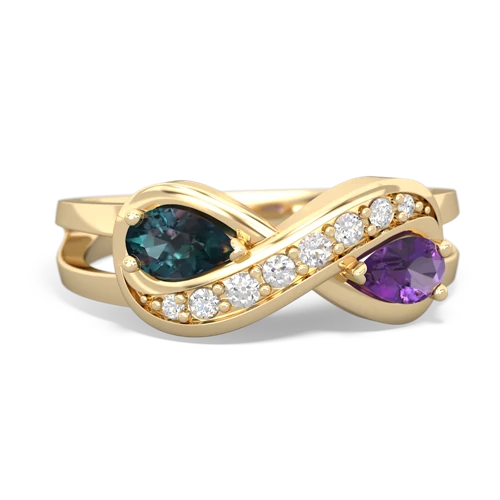Lab Alexandrite Lab Created Alexandrite with Genuine Amethyst Diamond Infinity ring Ring