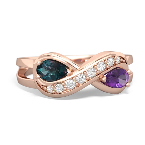 alexandrite-amethyst diamond infinity ring