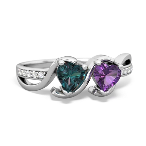 Lab Alexandrite Lab Created Alexandrite with Genuine Amethyst Side by Side ring Ring