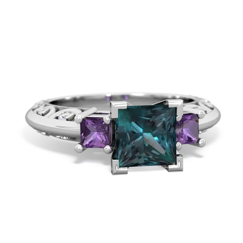 Lab Alexandrite Lab Created Alexandrite with Genuine Amethyst and Genuine White Topaz Art Deco ring Ring