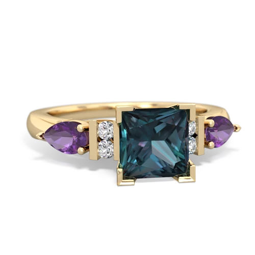 Lab Alexandrite Lab Created Alexandrite with Genuine Amethyst and Genuine Swiss Blue Topaz Engagement ring Ring