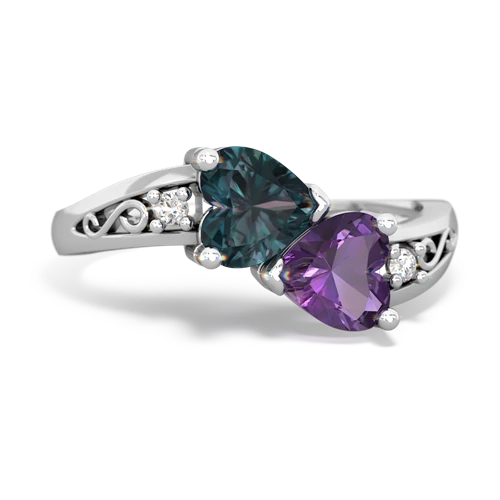 alexandrite-amethyst filligree ring