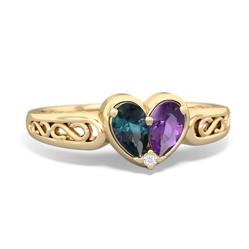 Lab Alexandrite Lab Created Alexandrite with Genuine Amethyst filligree Heart ring Ring