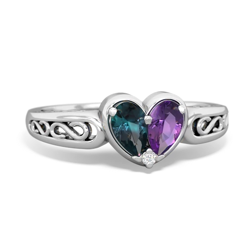 alexandrite-amethyst filligree ring