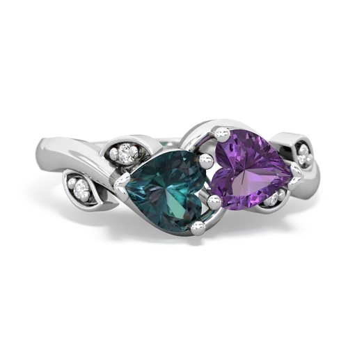 Lab Alexandrite Lab Created Alexandrite with Genuine Amethyst Floral Elegance ring Ring