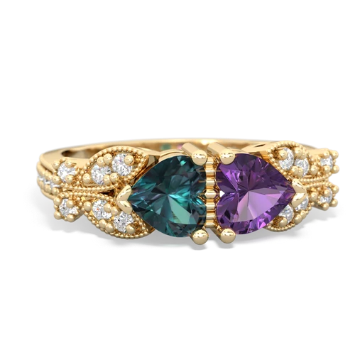 Lab Alexandrite Lab Created Alexandrite with Genuine Amethyst Diamond Butterflies ring Ring
