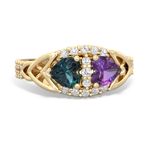 Lab Alexandrite Lab Created Alexandrite with Genuine Amethyst Celtic Knot Engagement ring Ring