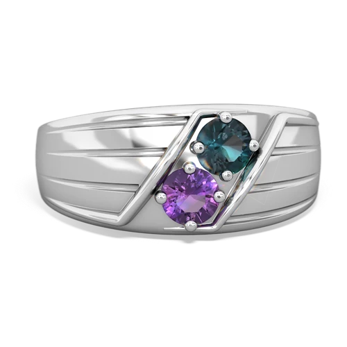 alexandrite-amethyst mens ring