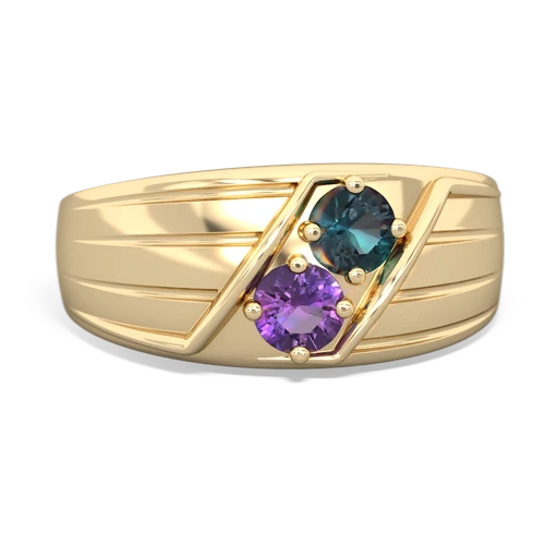 alexandrite-amethyst mens ring