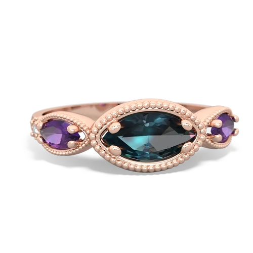 alexandrite-amethyst milgrain marquise ring