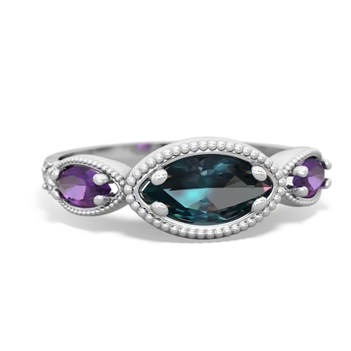 alexandrite-amethyst milgrain marquise ring