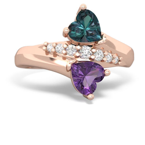 alexandrite-amethyst modern ring