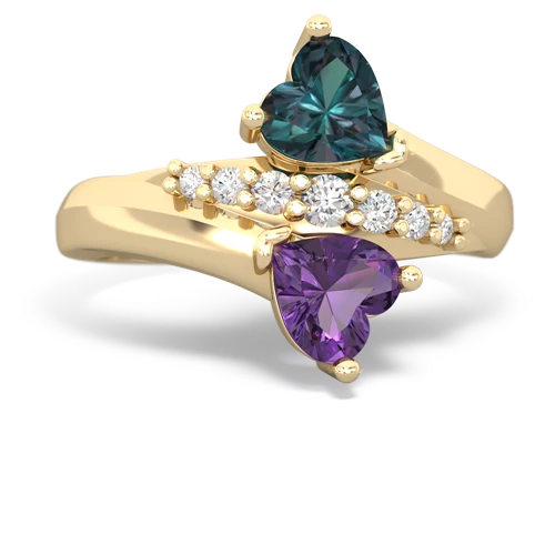 alexandrite-amethyst modern ring