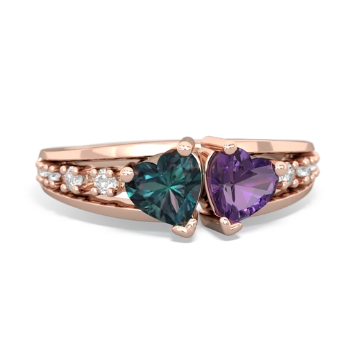 Lab Alexandrite Lab Created Alexandrite with Genuine Amethyst Heart to Heart ring Ring