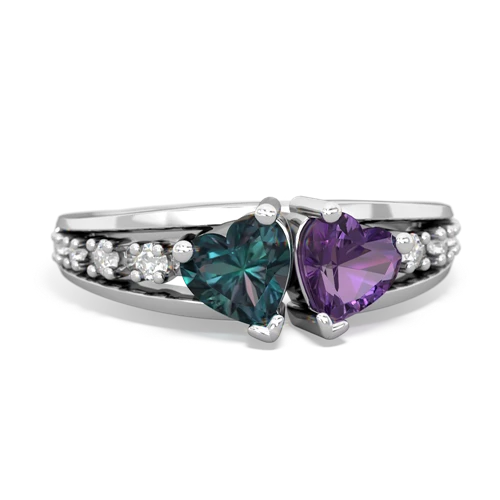 alexandrite-amethyst modern ring