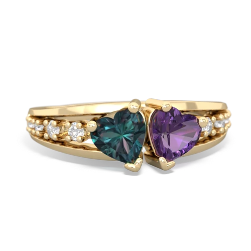 alexandrite-amethyst modern ring