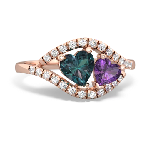 alexandrite-amethyst mother child ring